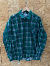Vintage 80s green white felt cotton check shirt size large by Melbourne